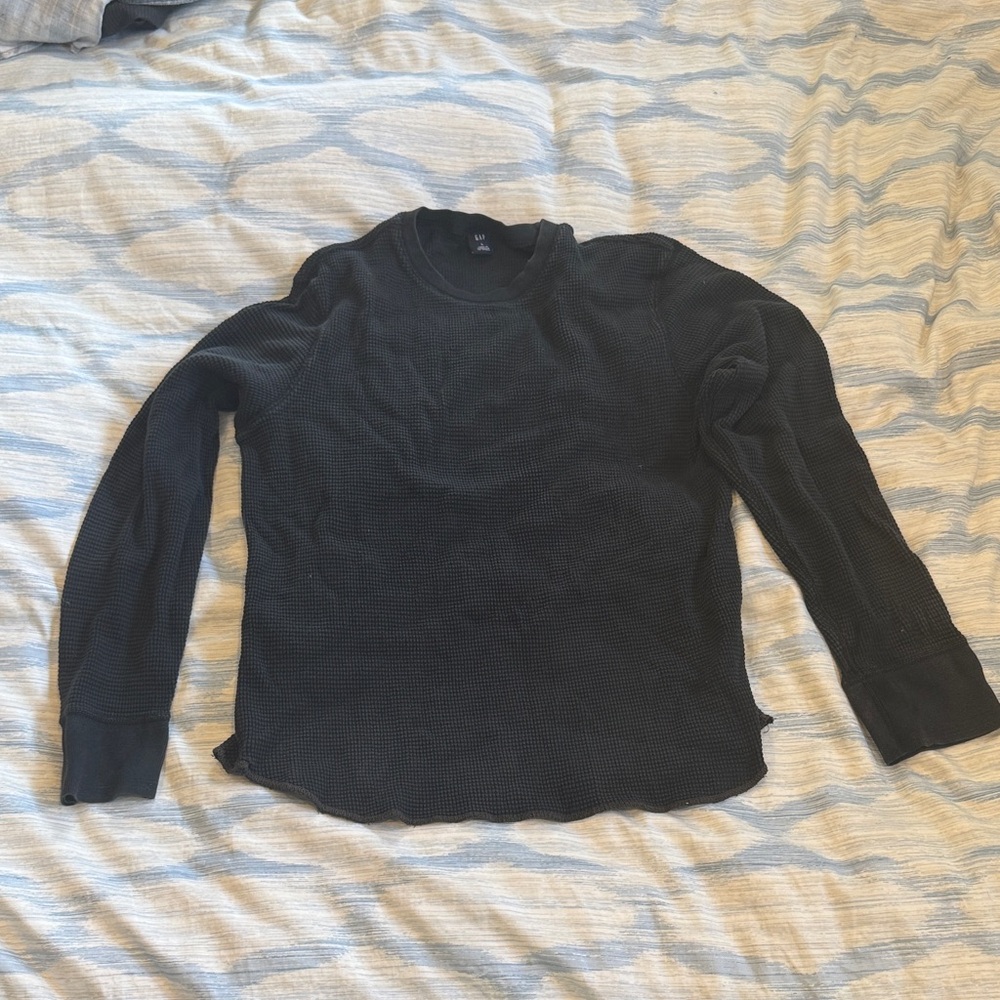 GAP black Waffle Knit Shirt with brown stitching